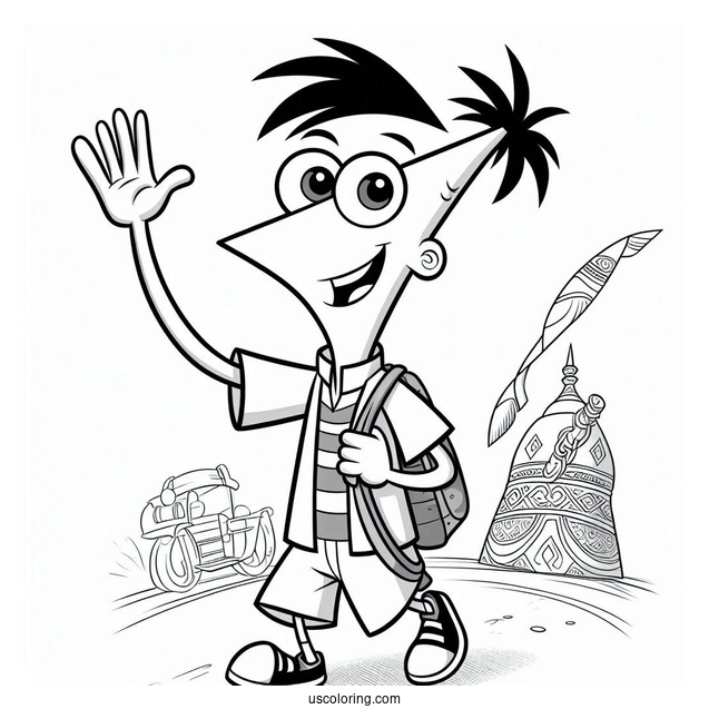 Phineas And Ferb Coloring Page Of Baljeet Waving