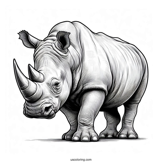Realistic Rhino Coloring Picture