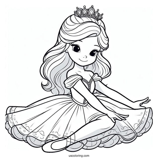 Coloring Page Of Cinderella As a Ballerina