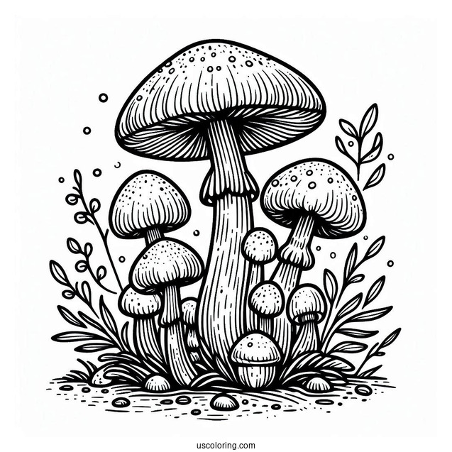 Honeycup Mushroom Coloring Page