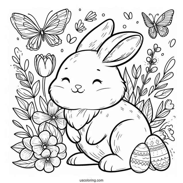 Spring Coloring Page Rabbit Outline Coloring Page For Preschoolers