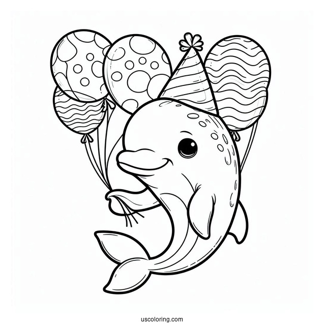 Dolphin Wearing Party Hard With Balloons