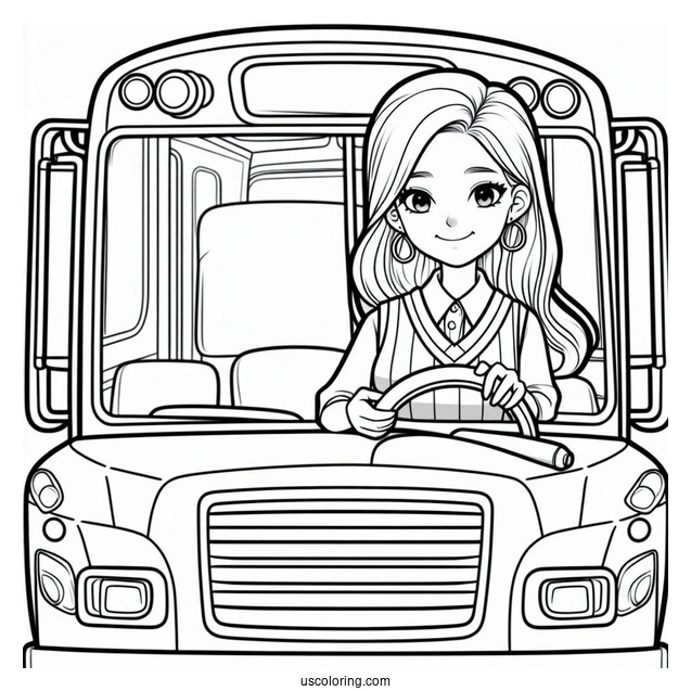 Female School Bus Driver Coloring Page