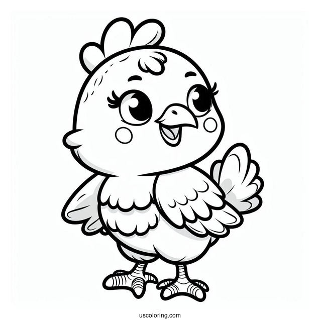 Smiling Chicken Coloring Sheet For Kids