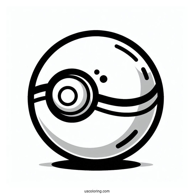 Easy Pokéball Coloring Page Outline For Preschoolers