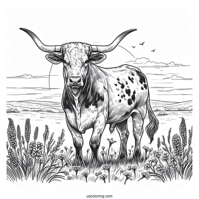 Texas Longhorn In The Field
