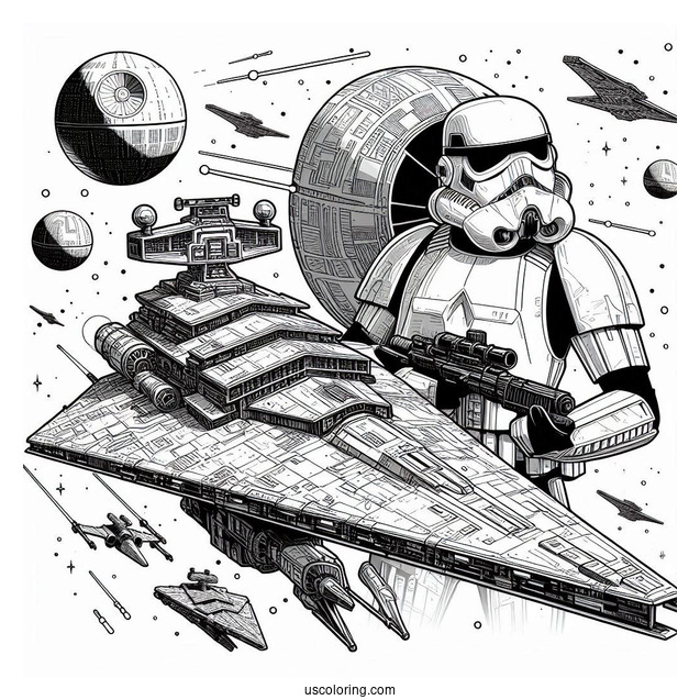 Detailed Stormtrooper Coloring Page In A Star Destroyer