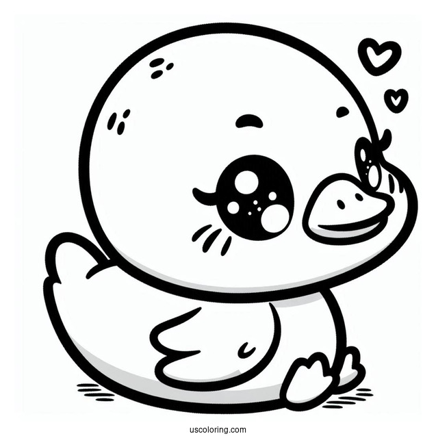 Kawaii Duck Coloring Page