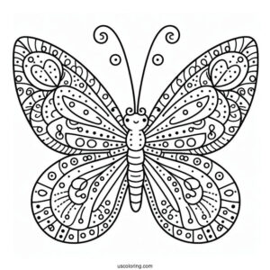 Adorable Butterfly Coloring Page With Sectioned Body