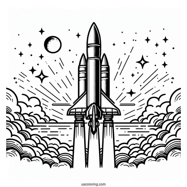 SpaceX Falcon Heavy Rocket Coloring Sheet