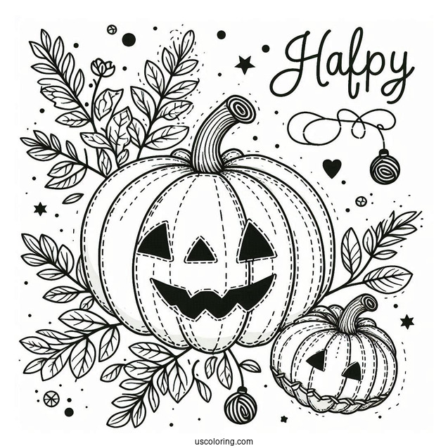 Pumpkin Coloring Page Stitch With Halloween Greeting