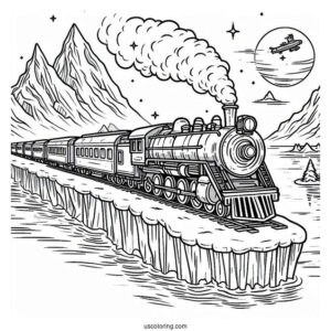 Polar Express Coloring Page Of On An Iceberg