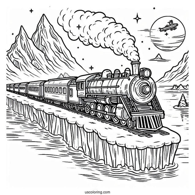 Polar Express Coloring Page Of On An Iceberg