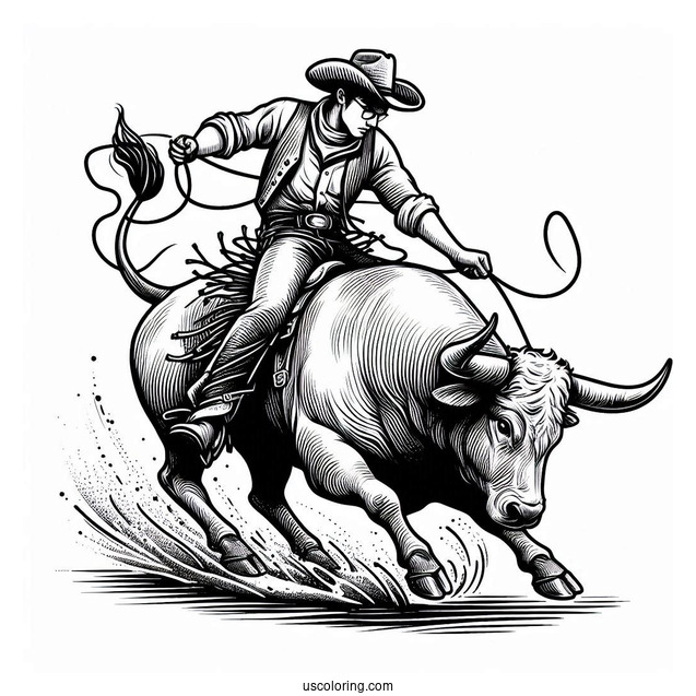 Rodeo Cowboy On Bull
