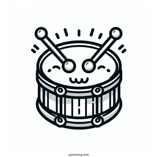 Music Coloring Page Of Drum With Drumsticks For Preschoolers