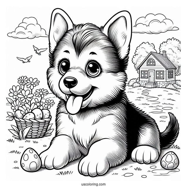 Cute German Shepherd Puppy Playing Outdoors