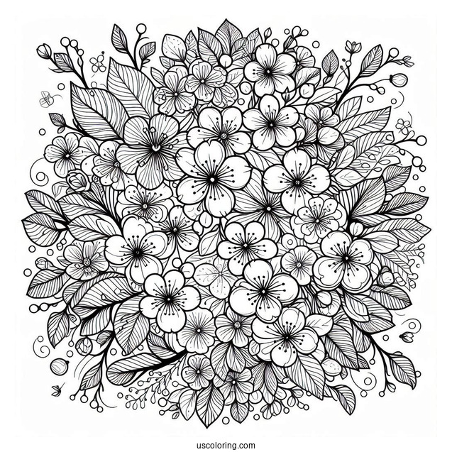 Mandala Circle Full Of Blossoming Spring Flowers
