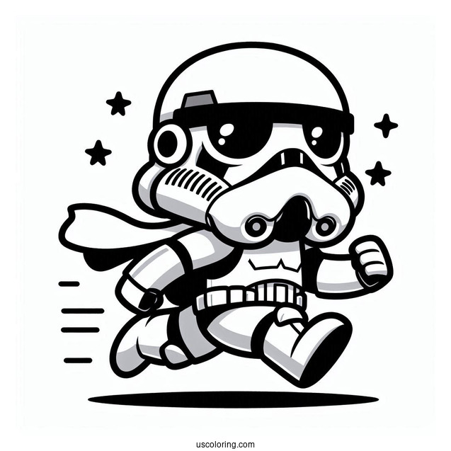 Cute Chibi Stormtrooper Coloring Page Running For Preschoolers