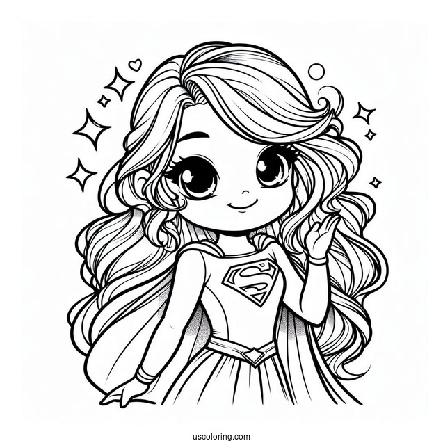 Simple Supergirl Coloring Page For Kids