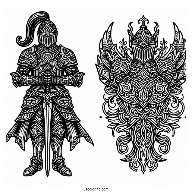 Knight With Intricately Detailed Armor Coloring In