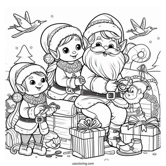 Santa s Elves Working In The North Pole Coloring Page