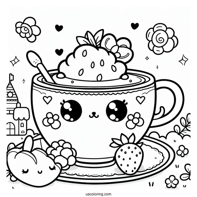Kawaii Palace Pets Coloring Page Of Teacup And Berry For Kids