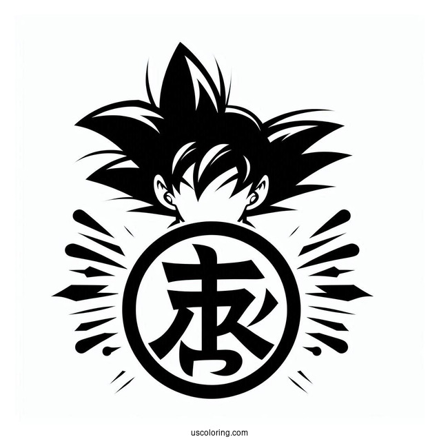 Dragon Ball Z Coloring Page Of Easy Goku Kanji Symbol