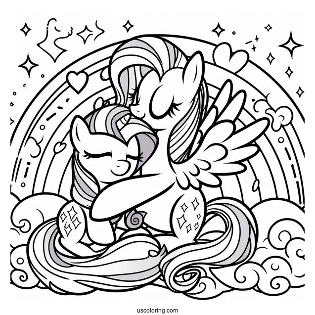 Pinkie Pie Coloring Page Hugging Twilight Sparkle