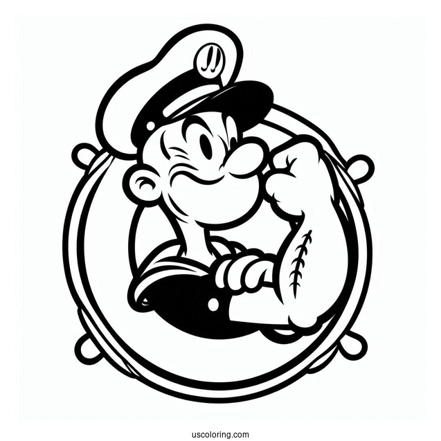 Popeye Coloring Page Inside Helm