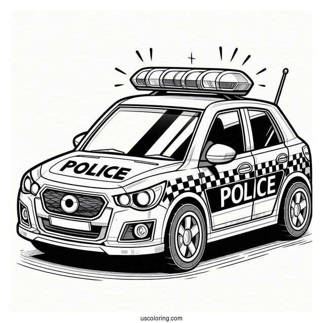 Anime Police Car Coloring Page For Preschoolers