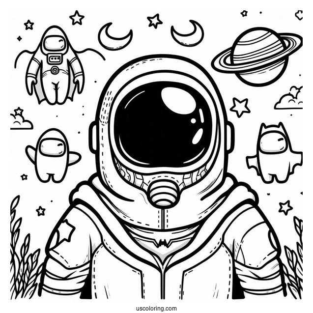 Among Us Batman Coloring Page For Kids