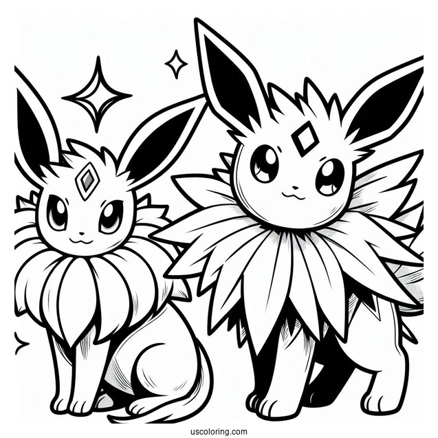 Jolteon Coloring Page Alongside Umbreon