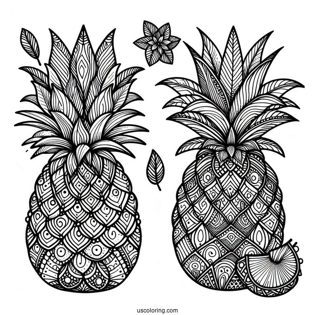 Pineapple Coloring Page For Adults