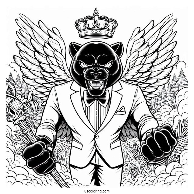 Black Panther Emerging From The Forest With The Hulk Coloring Page