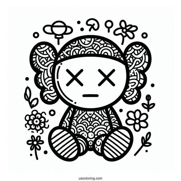 Hippie Dissected KAWS Coloring Page Companion