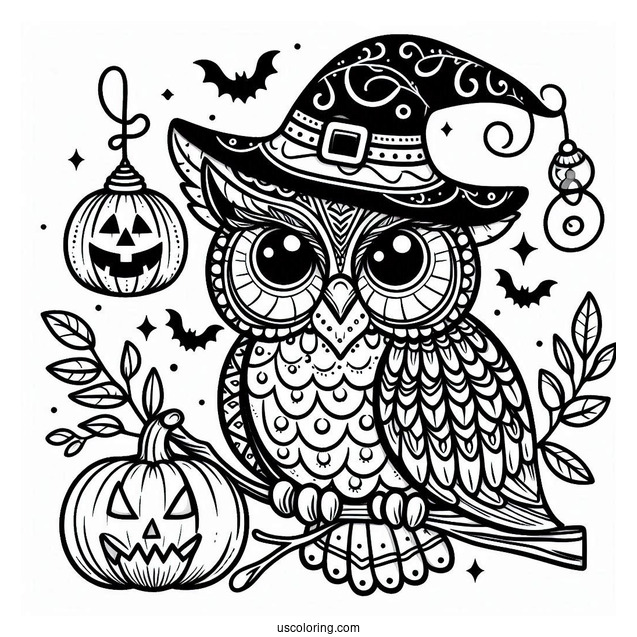 Halloween Owl Coloring Page