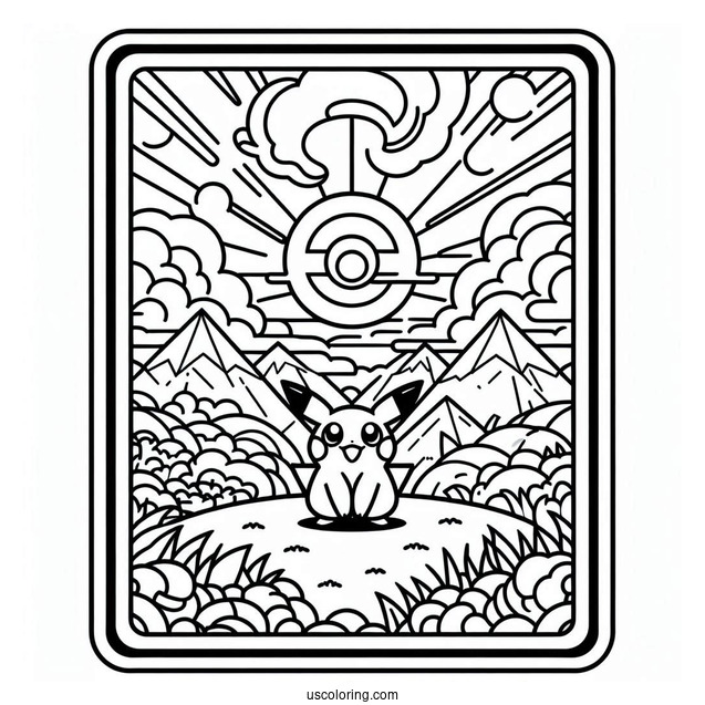 Pokemon Card Back Cover Coloring Sheet For Kids