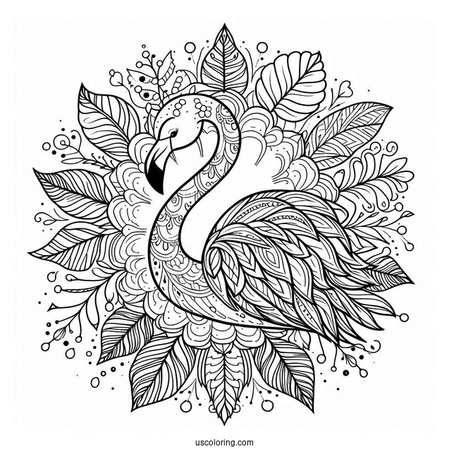 Flamingo Mandala Coloring Page