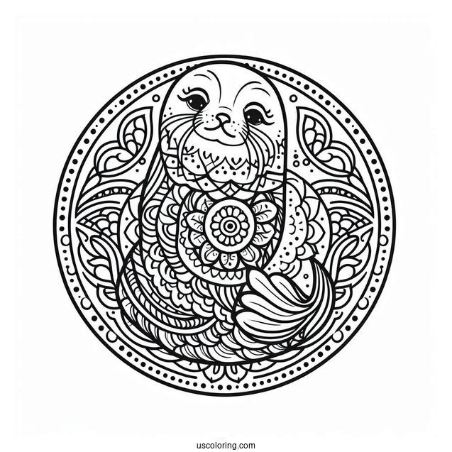 Intricate Seal Coloring Page Mandala