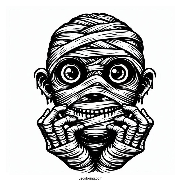 Scary Mummy Coloring Page Face