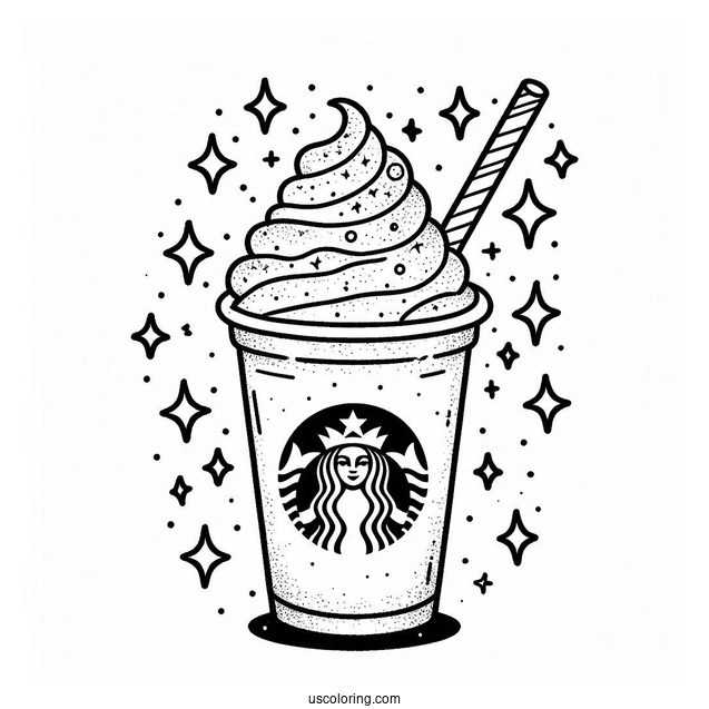 Starbucks Coloring Page Of Frappe With Starry Sparkles