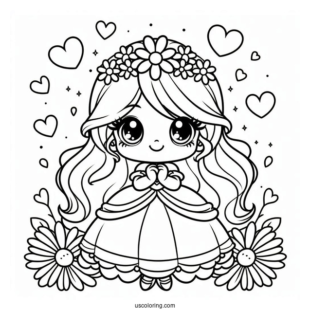Princess Daisy Coloring Page With Luma And Hearts In Background