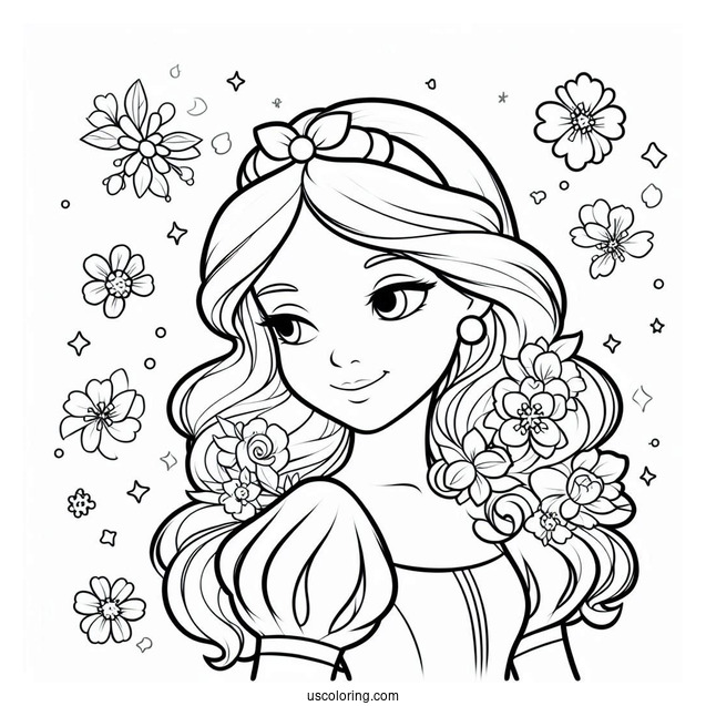 Easy Outline Of Snow White To Color For Kids