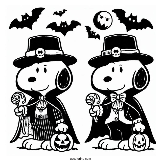 Halloween Vampire Themed Snoopy To Color