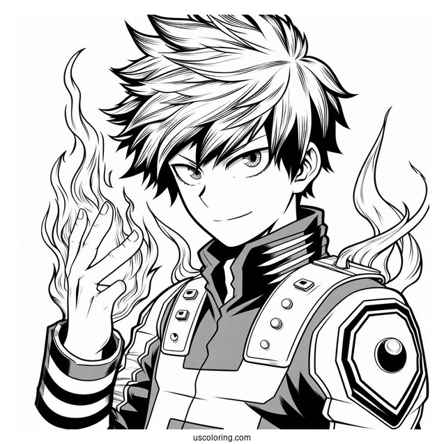 My Hero Academia Coloring Page Of Shouto Todoroki For Kids