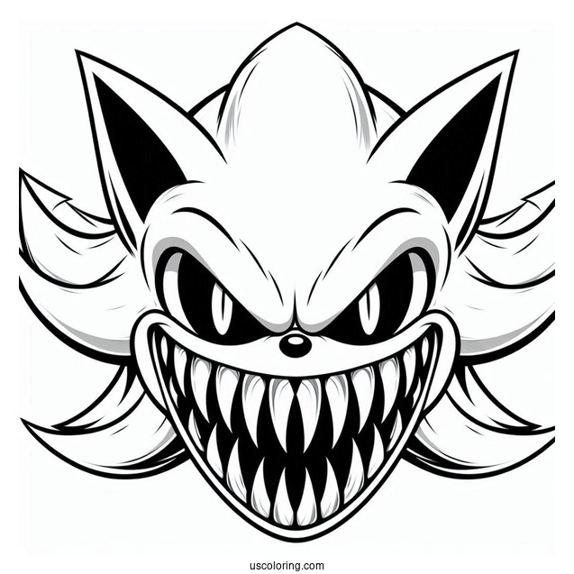 Evil Super Sonic Coloring Page With Sharp Teeth