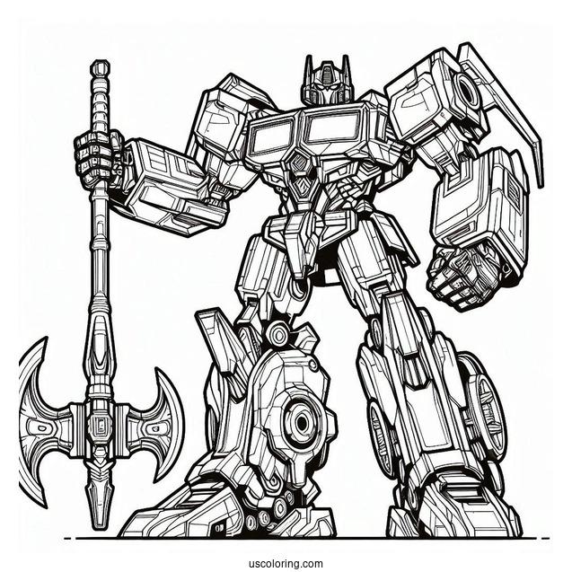 Jetpower Optimus Prime Coloring Page With Giant Axe
