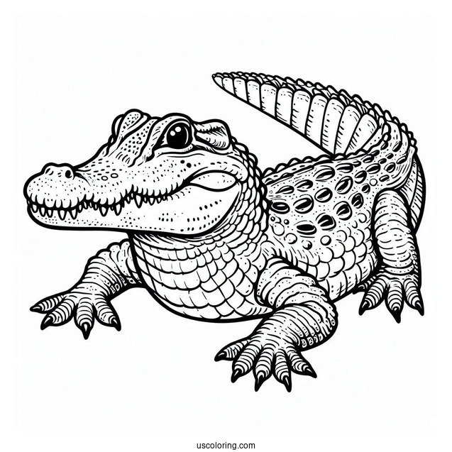 Simple Outline Of a Freshwater Crocodile To Color