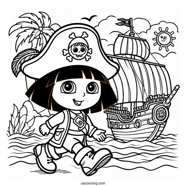 Pirate Dora With Boots On Ship To Color