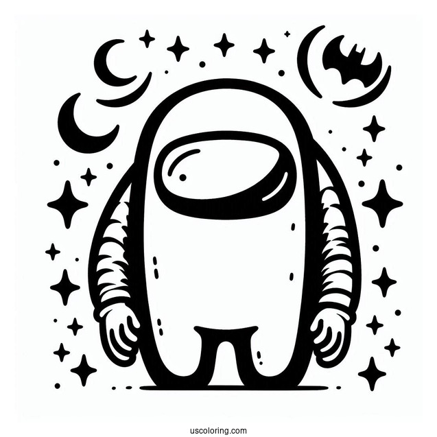 Among Us Batman Coloring Page For Kids